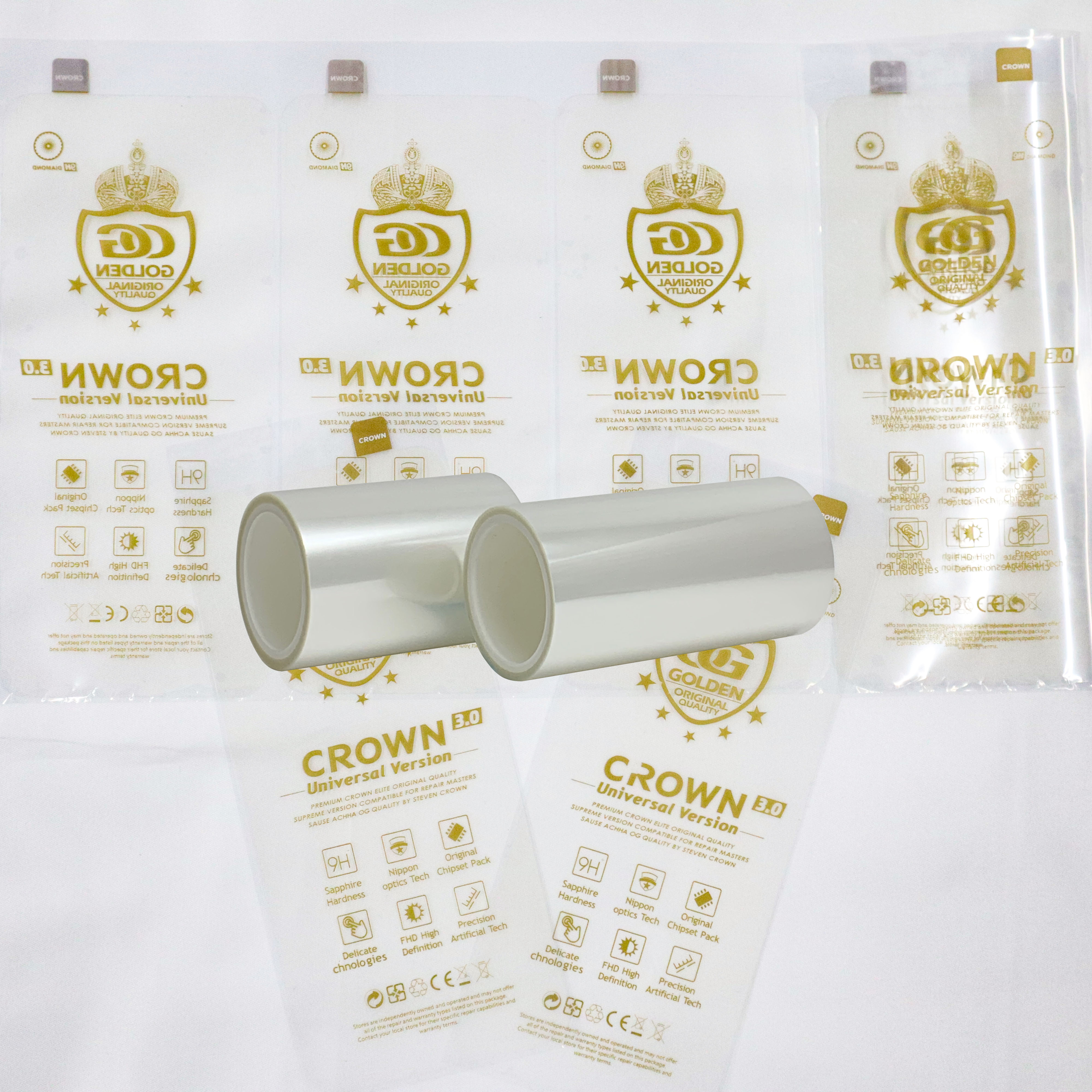 Quality Control 30 Micron High Gloss Mobile Phones Tablets PET Protective Film Rolls for Die-cutting