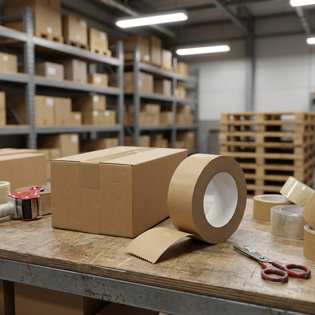 100% Compostable Biodegradable Single-Sided Hot Melt Pressure Sensitive Kraft Paper Packaging Tape Strong Carton Sealing