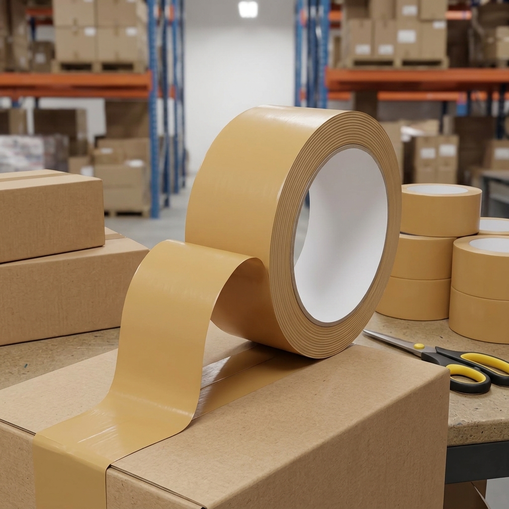 Custom Eco-Friendly Kraft Paper Biodegradable Strong Adhesion Pressure Sensitive Hot Melt Single-Sided Tape for Carton Sealing