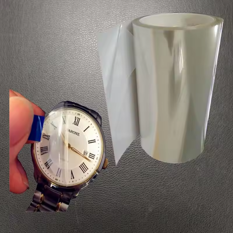 Custom Self-Adhesive Casting PET Protective Film Roll Factory Price Glossy Surface Soft Die Cutting Electronics Protection Plain