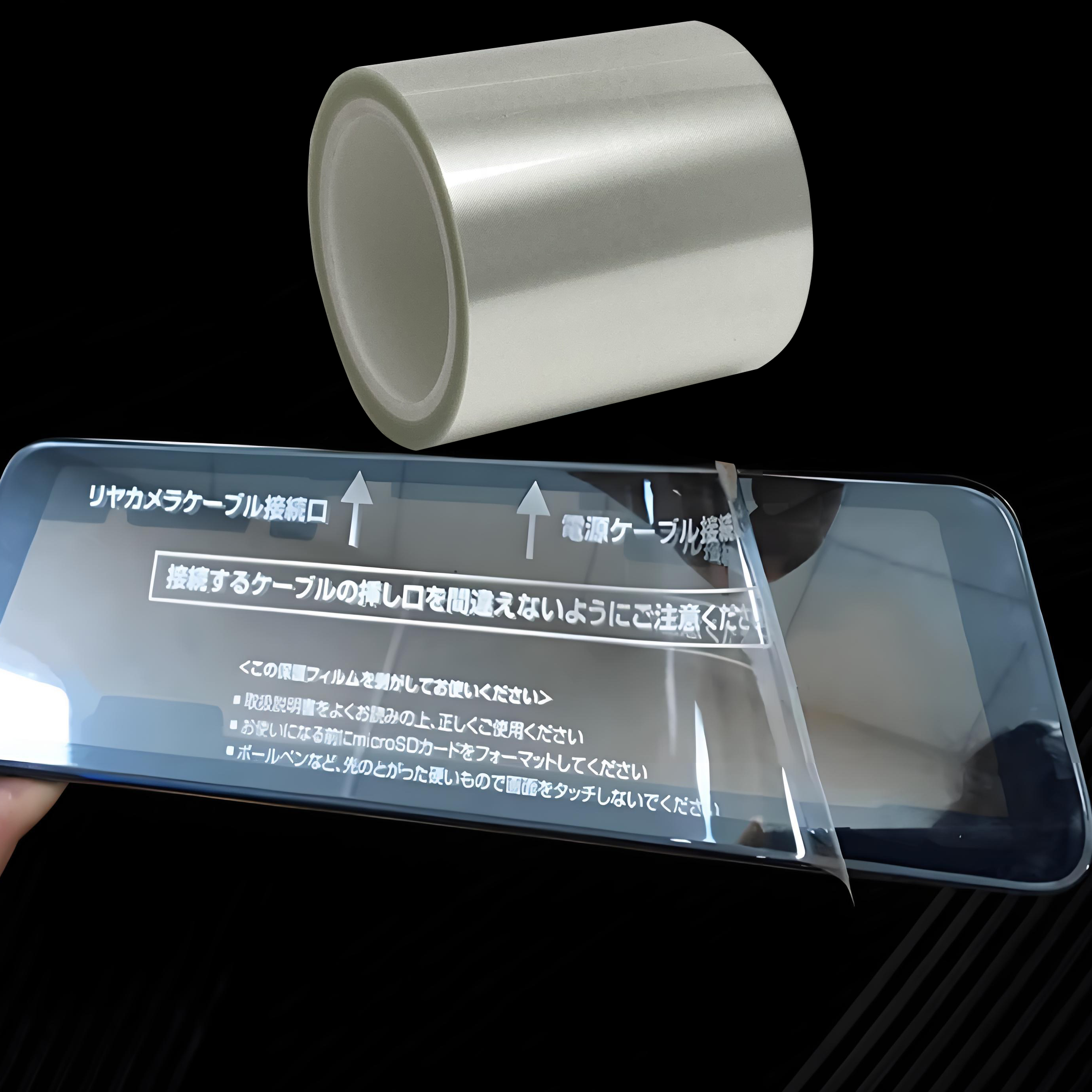100 Micron Soft PET Ultra-thin Clear Glossy Self-adhesive Protective Film for Smart Watch Consumer Electronics Screen-Acid