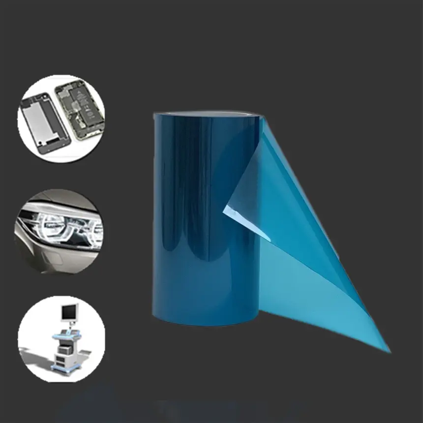 High Transparent Easy Tear Blue PET Protective Film for Electronic Device Screen Die Cutting