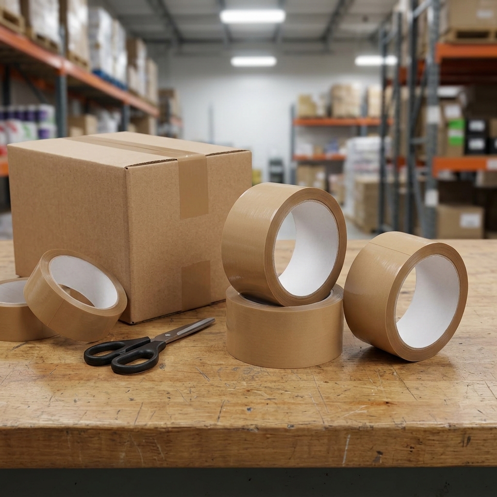 100% Compostable Biodegradable Single-Sided Hot Melt Pressure Sensitive Kraft Paper Packaging Tape Strong Carton Sealing