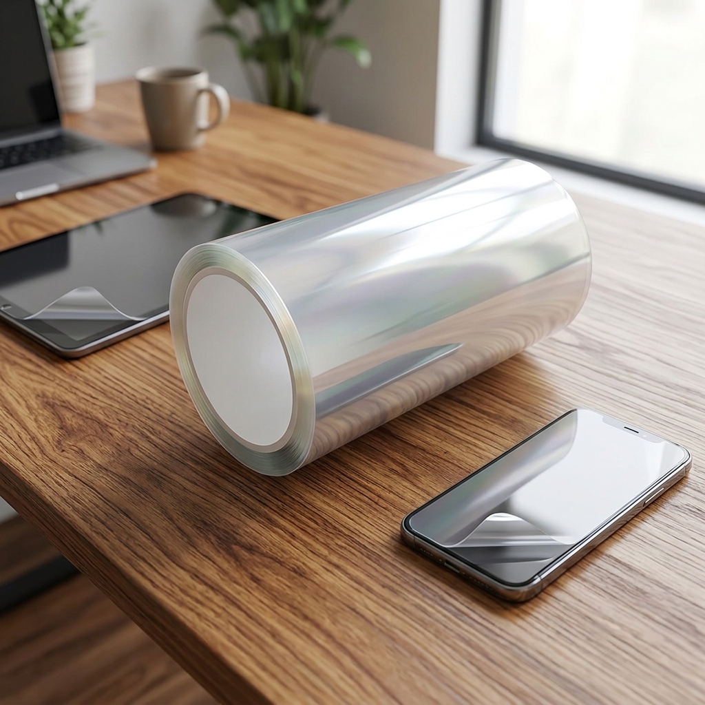 Factory-Processed 30um Single Layer Protective PET Film with Silicone Adhesive Soft Glossy Moisture-Proof Polyester Material